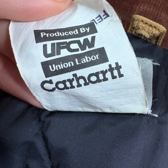 VTG Carhartt Workwear Jacket Brown Quilted Lined Corduroy Collar Men USA Size XL - Picture 7 of 15